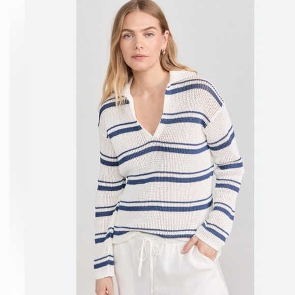 Nwt Vince Racked Ribbed Stripe Cotton Knit Pullover Sz L #A4
